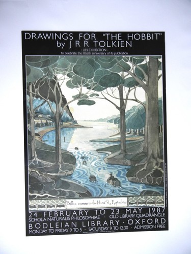 1987 DRAWINGS 4 THE HOBBIT JRR TOLKIEN EXHIBITION POSTER BODLEIAN LIBRARY OXFORD