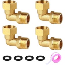 4 Stück Messing Bewegliche 90° Winkelverschraubung 1/2" für Wasserinstallationen