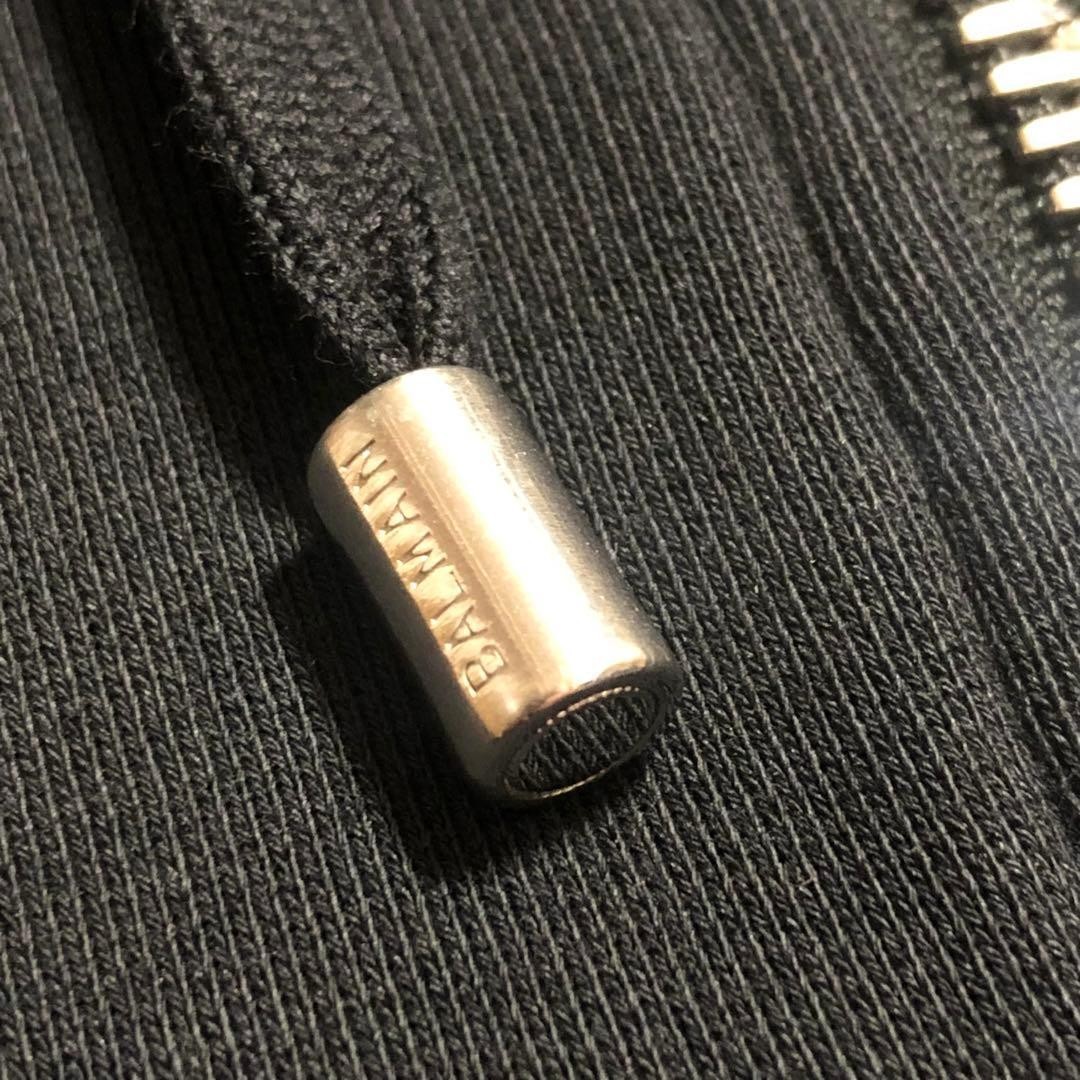 USED BALMAIN HOODIE WITH EMBOSSED LOGO ON THE BACK AND SIDE ZIPPER. GOOD image 10