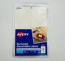 Avery Rectangle 50 Dissolvable Labels 4225 1" x 1-1/2" Discontinued (For laser)