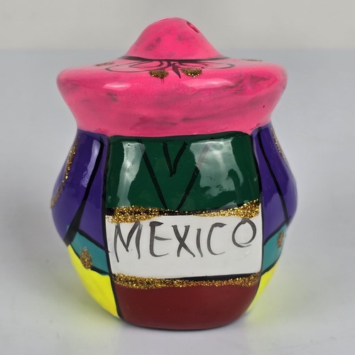 Handmade Mexican Mariachi & Cactus Salt Pepper Shaker Set Vibrant Folk Art Decor - Picture 6 of 23