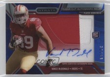 2013 Topps Strata Clear Cut Rookie Relics Sapphire 36/50 Vance McDonald Auto 3s6