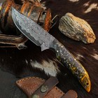 8.4 Inch Drop Point Skinner Knife Damascus Steel Hunting Full Tang Resin Handle — photo 5