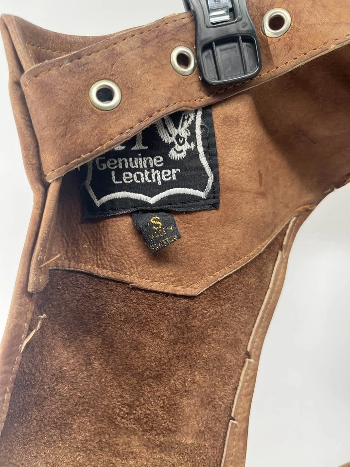 Gorras de cuero de gamuza occidental vaquero equitación flecos marrón ajustable Foto 4 de 4