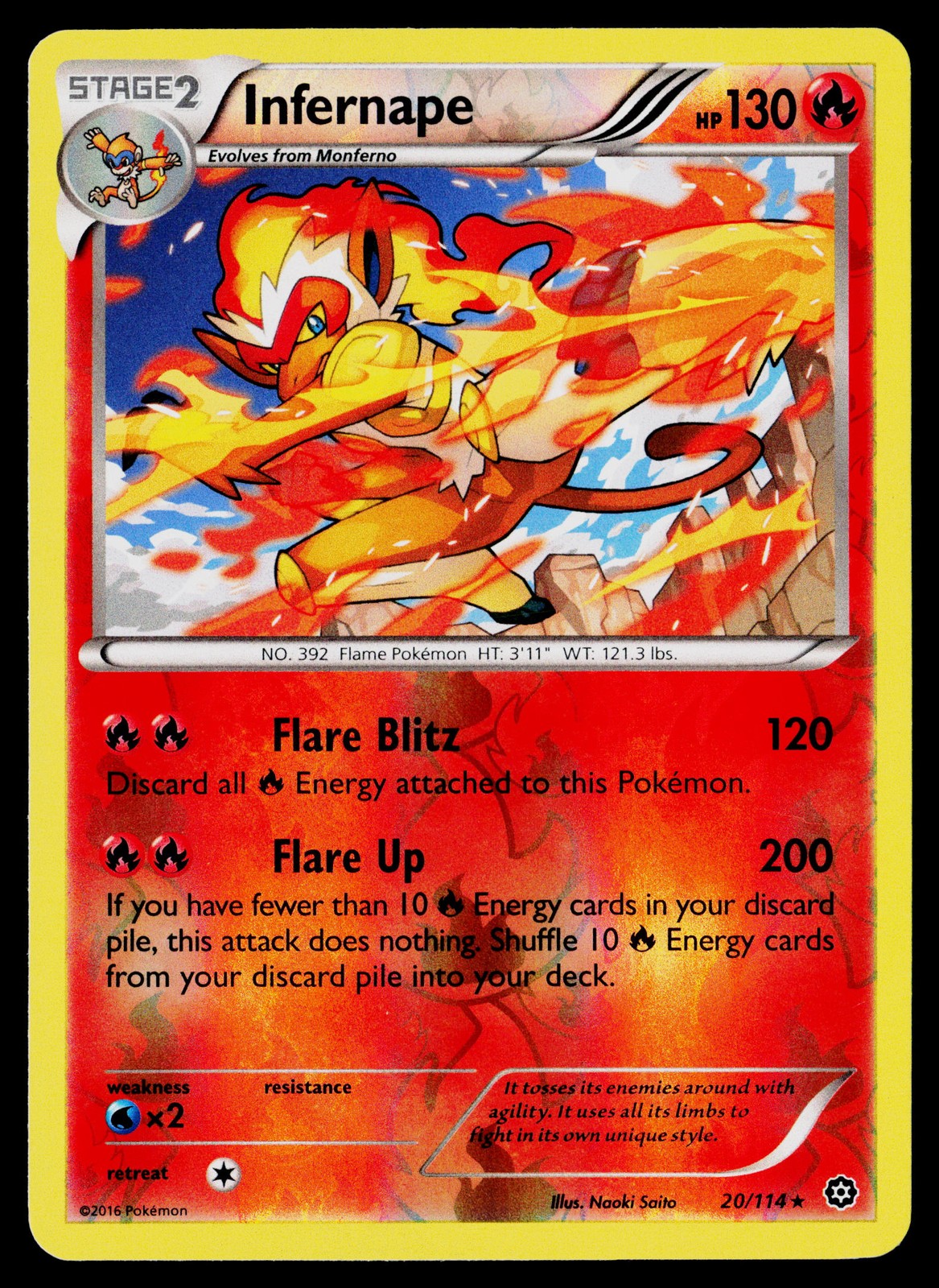 Infernape #20/114 XY - Steam Siege Reverse Holo Near Mint or Better
