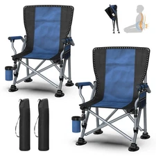 2 Pack Portable Camping Chair Heavy Duty Folding Chair w/ Cup Holder Oversized