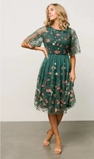 NWT Baltic Born Duchess Tulle Dress Size Large Embroidered Jade Garden