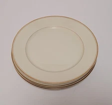 Set of 4 Mikasa Ivory China Trousdale 10 3/4" Dinner Plates Gold Trim