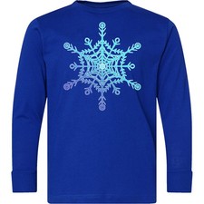 Inktastic Christmas Blue Ice Snowflake Youth Long Sleeve T-Shirt Mandala Style