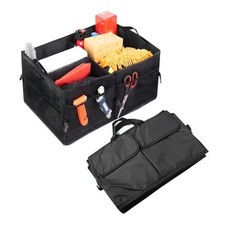 Car Trunk Organizer, Collapsible Multi Compartment Vehicle Storage Box, Black