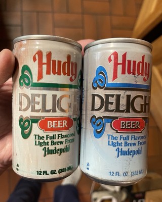 2 Different FACTORY ERROR￼ Hudy Delight Beer Hudepohl Beer Cans SEALED EMPTY ￼