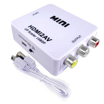 HDMI to AV Converter Composite RCA CVBS HDMI2AV Adapter Full HD 1080p TV Weiss