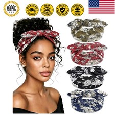 Wide Boho Headbands for Women Fashion Floral Prints Hairband 4Pcs