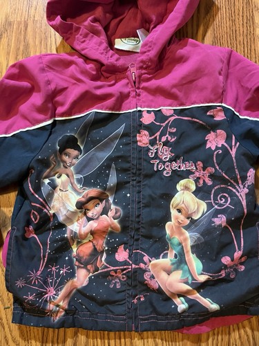Y2k Nostalgia Disney Fairies Tinkerbell Zip Up Hoodie Jacket Size 5 - Picture 2 of 4