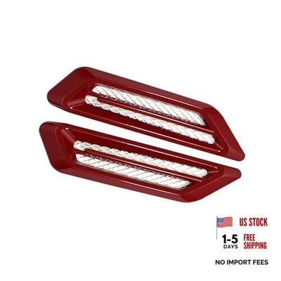 2 Pcs Car Auto Red Plastic Scoop Vent Cover Air Flow Hood Decors Durable