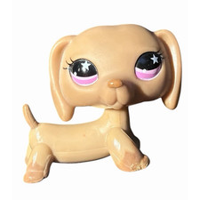 Hasbro Littlest Pet Shop LPS 932 Brown Dachshund Dog Pink Star Eyes Authentic