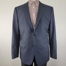 Theory Men's Sport Coat Blazer Two Button Navy Gray Wool Blend Size 44R