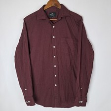 Rodd  Gunn Shirt Mens Medium Sports Fit Maroon Button Front Long Sleeve Pocket