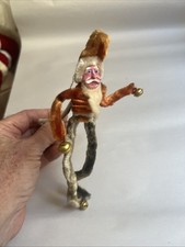 Vintage Clay Face SANTA w Large Chenille Legs Christmas Ornament 7.5" D