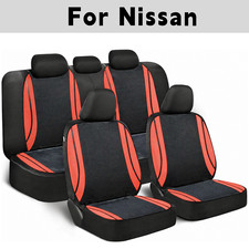 For Nissan Car Seat Covers Velvet Red 5-seat Front Rear Full Set Protector For Nissan Car Seat Covers Velvet Red 5-seat Front Rear Full Set Protector