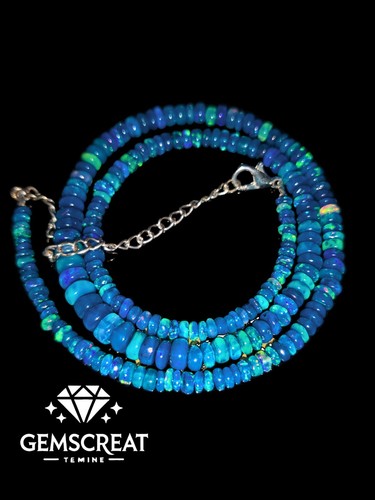 16" Natural Ethiopia Opal Wello Fire Opal Gemstone Bead Necklace Jewelry B38 - Picture 4 of 5