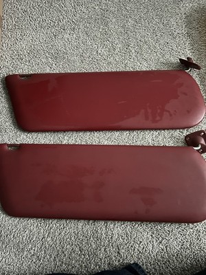 1987-1996 Ford F-150 F-250 F-350 Bronco RED Sun Visor Shade Set Pair GREAT OEM