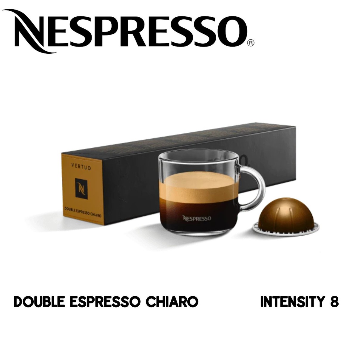 Nespresso Vertuo Double Espresso Chiaro Coffee Pods 10 x 80ml