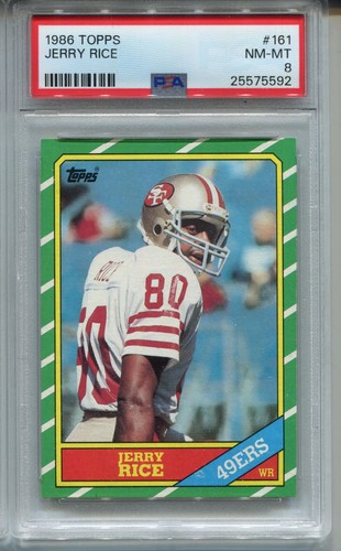 1986 Topps Jerry Rice Rookie Card PSA 8 NM MINT Football #161 RC