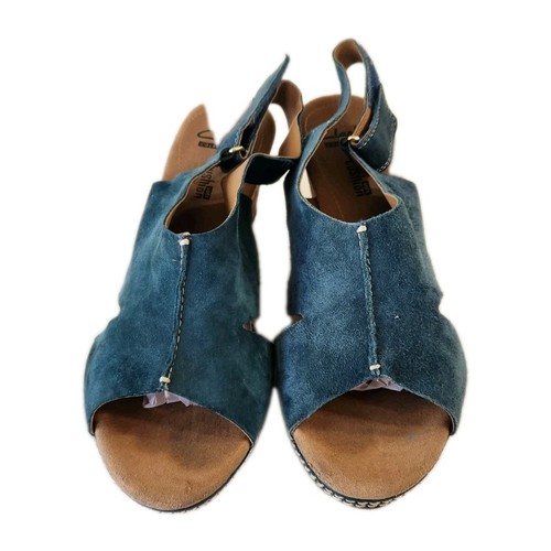 Clarks Collection blau grüne Wildleder-Slingback-Sandalen, Größe 9