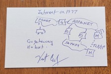 Autographed Vint Cerf original sketch 3x5 car...