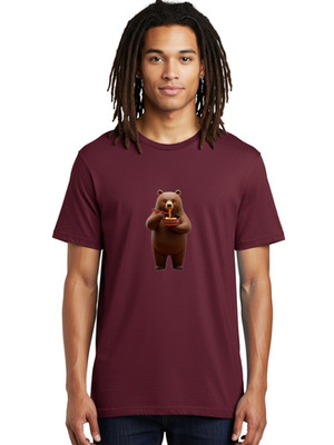 Bear-Eating-Ramen-5 Mens Graphic Tee, 100% Cotton, Casual Summer Wear