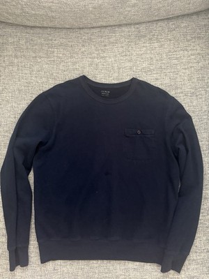J.Crew Mens Medium Navy Blue Crewneck Sweatshirt Button Pocket Pullover