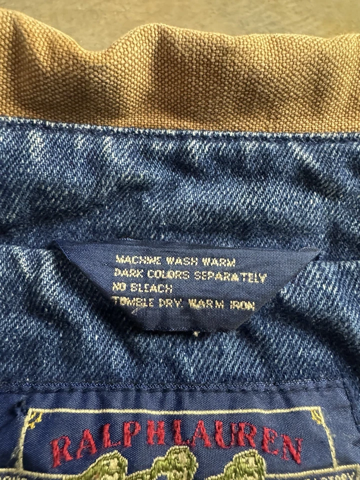 Ralph Lauren Chaps Vintage Azul Jean Denim Granero Tareas Chaqueta Para Hombres Talla M Abrigo Trabajo Foto 4 de 4