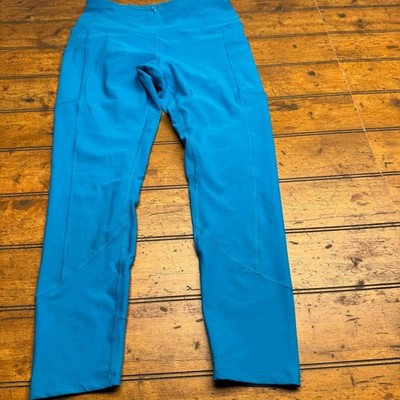 Layer 8 Womens High Waisted Cropped Leggings Turquoise Blue with Pockets Large