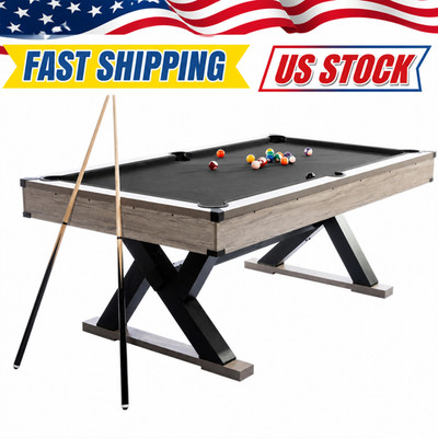 7 FT Billiard Table Rustic Grey Finish Pool Table with Metal K-Leg Playing Cloth