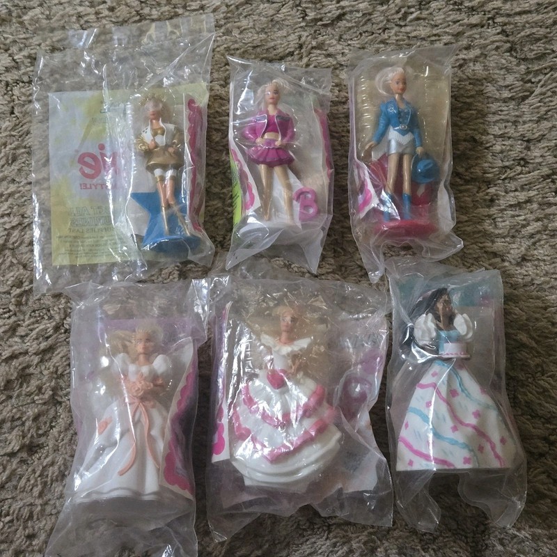 Vintage Lot 6 McDonald's Happy Meal Toys Barbie W/Hair You Can Style Unopened 