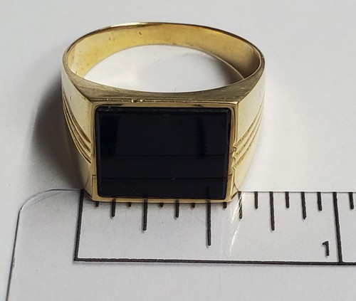 Herren 14k Gelbgold Onyx Ring, Größe 9-1/2" - Bild 10 von 11