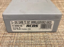 RCBS  20505 9mm Luger 3 Die Carbide TC Set with Shell Holder Reloading