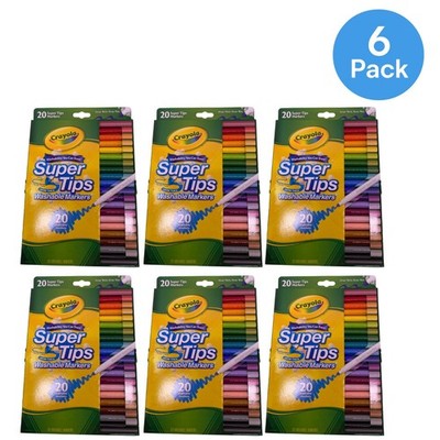 Crayola Super Tips Washable Markers 20 Count 6 Pack School Supplies New