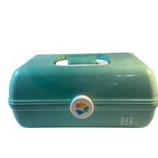 Caboodles On the Go Retro Makeup Case Large Teal Marble w/ Mirror 13x7