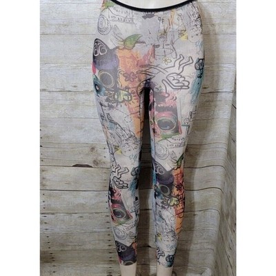 Artsy Leggings Mesh Cat Small Women Street wear Hip Hop Paint Graffiti punk