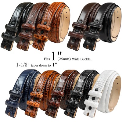 Genuine Full-Grain Cowhide Leather Dress Belt Strap with Snaps Fits 1'' Buckle