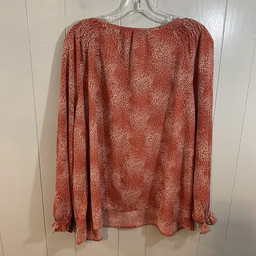Jessica Simpson Rust Animal Print V Neck Relaxed Fit Long Sleeve Peasant Top 2XL - Picture 8 of 9