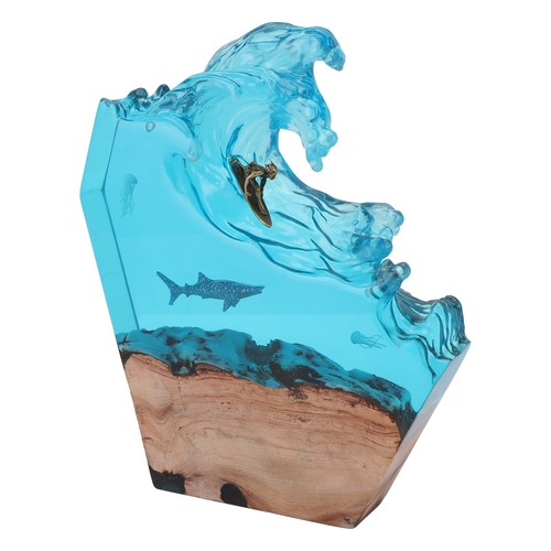 (Decor)LED Ocean Surfing Night Light Synthetic Resin Wooden Handmade Bedside US - Picture 11 of 23