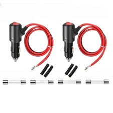 2pcs Fused Car Cigarette Lighter Socket Plug Connector Cable Leads 12V-24V