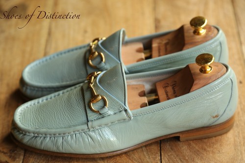 Gucci Blue Patent Leather Brass Bit Shoes Loafers Men's UK 8.5 US 9.5 EU 42.5 - Picture 2 of 11