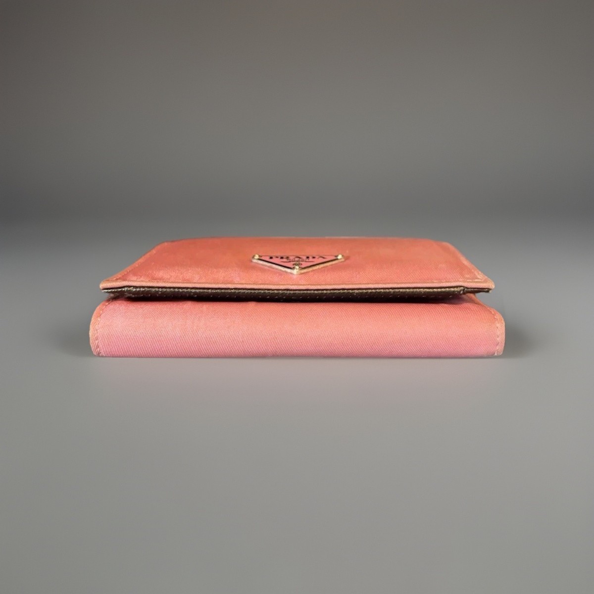Vintage Prada Tessuto Begonia Pink Nylon Saffiano Leather Trifold
