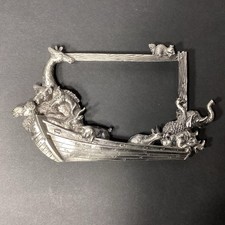 Pewter Noah  s Ark Photo Frame Animals In Boat Missing Backer