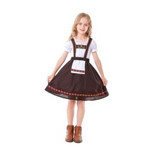 Girls German Dirndl Dress Oktoberfest Bavarian Costume Kids Small Brown