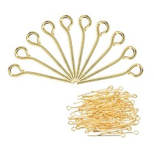 200Pcs Eye Pins Jewelry Findings Eye Pins 16mm Iron Eye Pins Gold